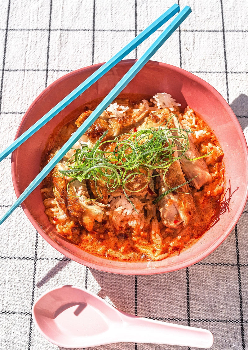 Sambal and Gochujang Chicken Brothy Rice Bowl