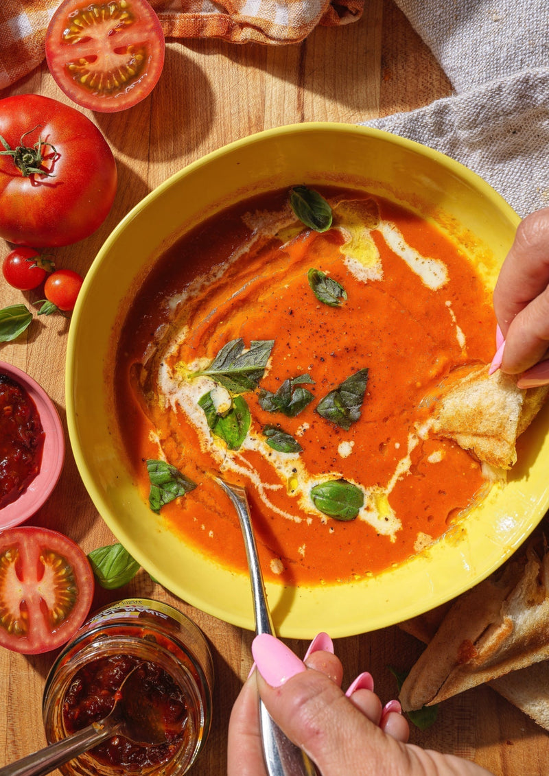 Hot Honey Tomato Soup with Cheesy Sambal Toastie